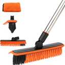2 in 1 Floor Scrub Brush Grout Brush with 57.8" Long Handle,120Rotatable Shower Tile Grout Cleaner Scrubber,V-Shaped Corner Brush for Hard to Reach Areas (Orange)
