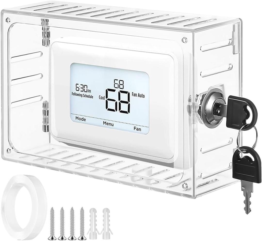 Thermostat Lock Box with Key 7.28x4.72x2.24 Inches Clear Plastic – Prevents Unauthorized Temperature Changes for HVAC Systems – for Home, Office, Schools, Property Managers