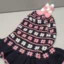 KYEESE Dog Sweater Warm Dog Clothes Fall Winter Pet Coats for Girl Puppy Sweater Dress with Leash Hole for Small Dogs Knit Turtleneck Pullover with Snow Flake Pattern, Girl Navyblue, Size: 2XL