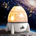 Projector Night Light Rocket, Star Projector for Bedroom 360 Rotating Star & Galaxy Projection Music Sync, Timer & Remote Control, Birthday Christmas Gift for Boys Girls Friends