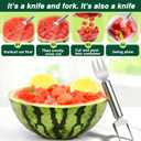 2-in-1 Watermelon Fork Slicer Cutter Set，2026 New Upgrade Dual Head Watermelon Fork Slicer Tool,Watermelon Cutter, Summer Fruit Cutting Kitchen Gadget for Home (Round-1PCS)