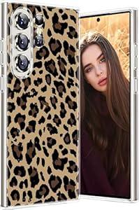 S25 Ultra Case for Samsung Galaxy S25 Ultra 5G Phone Case Women Girls, Cute Skull Rose Flower Design, Slim Silicone Bumper Anti-Scratch Shockproof Protective Cover for Samsung S25 Ultra 5G (Leopard)