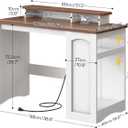 HOOBRO Computer Desk, Office Desk with Charging Station, Farmhouse Executive Desk with Monitor Stand & Adjustable Shelf, Small Desk for Small Space, Study, Living Room, White and Walnut WH85UDN01, 39.4"L x 19.7"W x 33.5"H