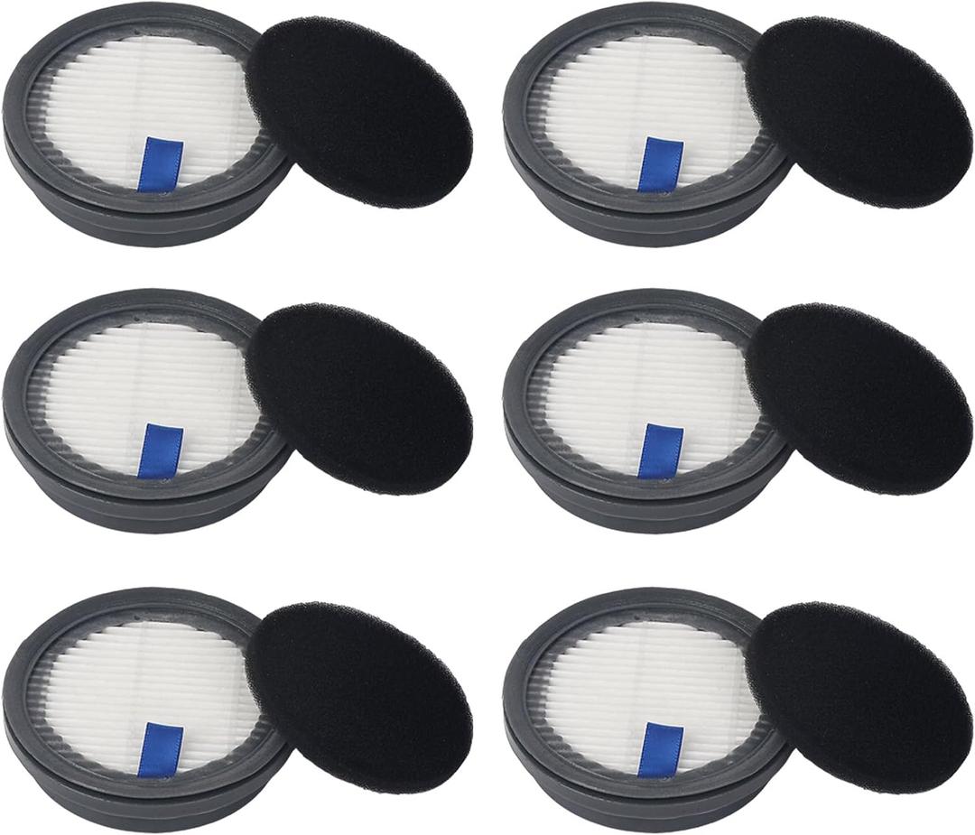 HEPA Filters & Sponge Filters Fit for Afoddon A200Pro/A200, ORFELD B08/C10A/C10G, NEQUARE S12, S25, S25Pro, S26 Series Cordless Vacuum Cleaner (6 Pack HEPA Filters & 6 Packs Sponge Filters)