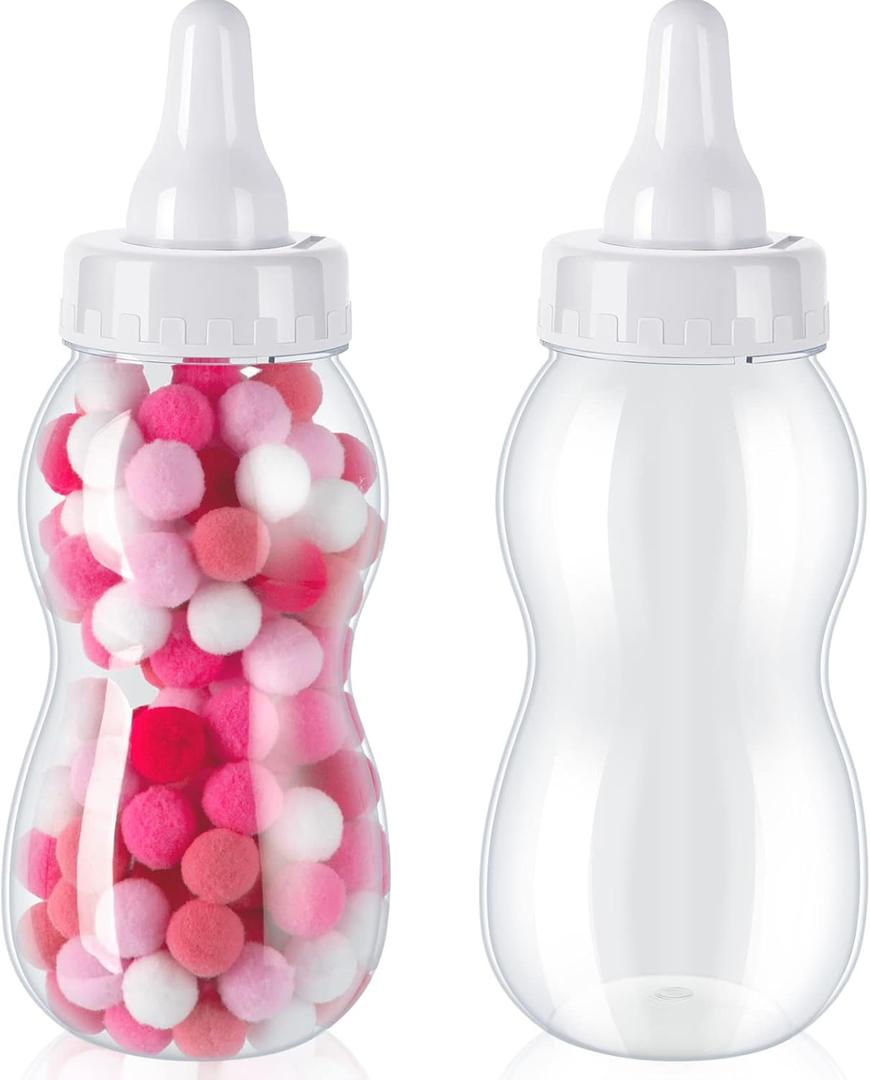 Tessco for you 2 Pcs Large Baby Milk Bottle Fillable Baby Shower 11 x 4 Inch Piggy Bank Plastic Container for Game and Gender Reveal Celebrations Party Favor Gift Decor (White)
