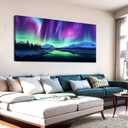 Aurora Canvas Wall Art For Bedroom Wall Decorations For Living Room Office Wall Decor Aurora scenery Large Wall Art Painting on Canvas Prints Picture Wall Art for Bedroom Bathroom Framed Modern Room Canvas Artwork 30x60inch(75x150cm)
