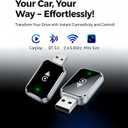 Wireless CarPlay Adapter for iPhone & Android, Plug and Play Bluetooth Dongle Wired to Wireless Apple Car Play Adapter, USB-A & Type-C Port, Fast Connection