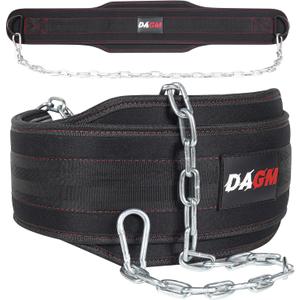 DAGM Dip Belt for Weight Lifting - Upto 650 Lbs Weight Capacity, 38" Steel Chain, Confortable Neoprene Padded Support, Perfect Weighted Belt for Pullups, Dips, Squats, Gym Workout & Crossfit Training (Black)