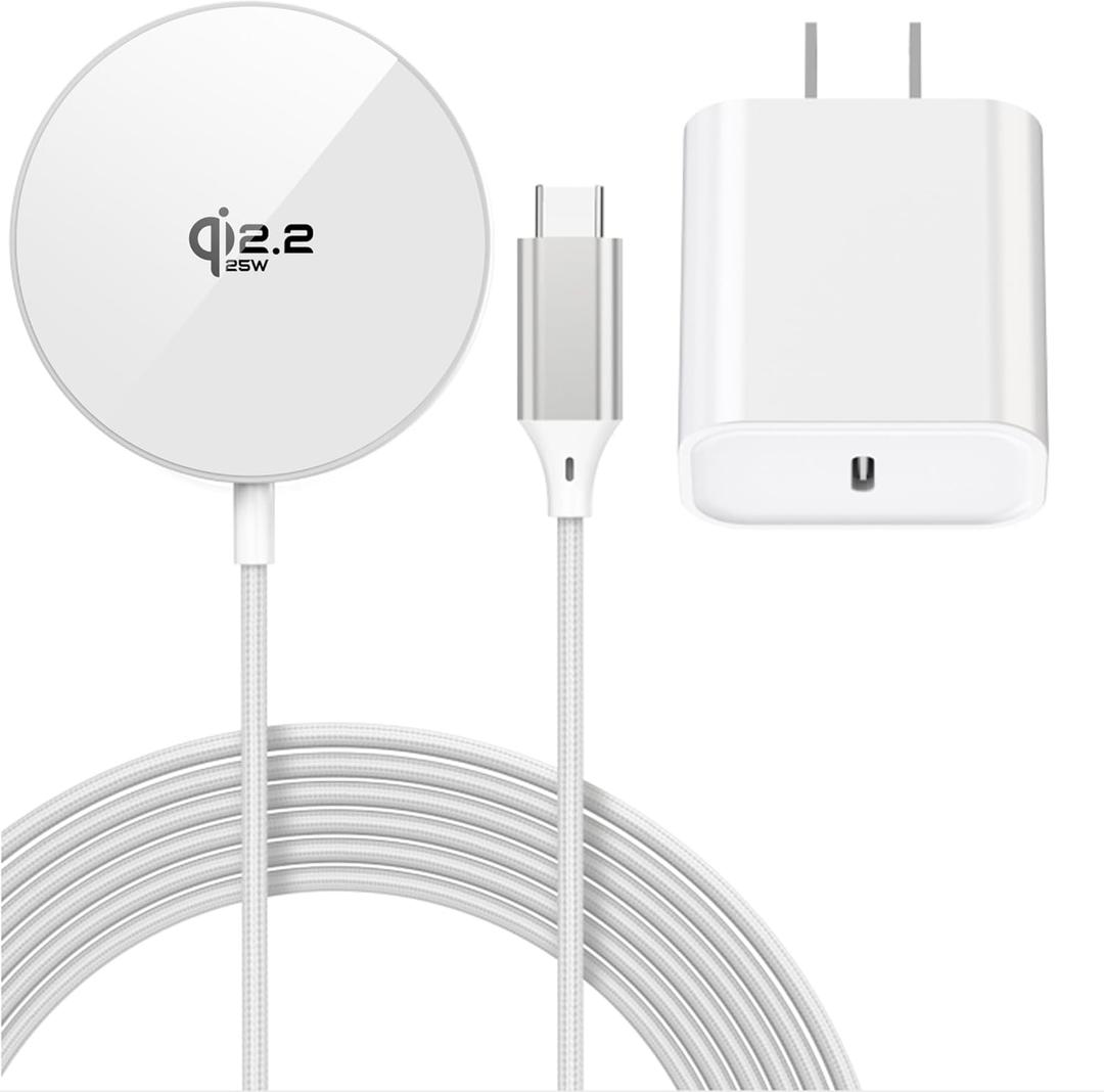 [Apple MFi Certified]25W Magnetic Wireless Charger for iPhone,Qi2.2 Certified 6FT Fast Apple MagSafe Charger Wireless Charging Pad for iPhone 17/17Air/16 ProMax/15 ProMax/14/13/12/AirPods3/2/Pro/Pro2