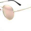 Full Reader Sunglasses Women Men, Mens Womens Reading Sun Glasses Metal Round BLue Pink Yellow Lens NON BIFOCAL, Gold Frame Mirrored Pink Lenses, 3.00