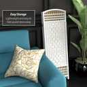 4 ft. Short Fiber Weave Folding Screen - White - 4 Panels
