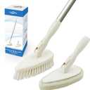 Qaestfy Shower Scrubber Cleaning Brush Combo Bath Tub Tile Cleaner Scrubber Brush with 51'' Adjustable Long Handle Scrub Brush for Bathroom Shower Bathtub Wall Mop Cleaning Scrubbing (White)