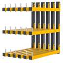 6 PACK Lumber Storage Rack Wall Mount Wood Organizer Storage Racks Heavy Duty Shelf Brackets with 9-Level System 1080 LB Sturdy Folding Garage Wall Shelving, Snowboard Rack for Indoor and Outdoor