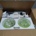 Set of 2 Rechargeable Wall Sconces with Remote, Dimmable Cordless Battery Operated Lights, Modern Black Wall Lamp with Green Glass Globe Shade