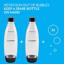 SodaStream Black 1L Slim Carbonating Bottles Twin Pack, Pack of 2