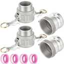 Hicarer 2 Pcs Type B Npt Global Cam Groove Hose Fitting and 2 Pcs Type F Npt Aluminum Cam Lock Fittings 2 Inch for Industrial Agriculture