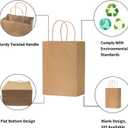 vanhel 50 PCS Gift Bags with Handles,8 x 4.25 x 10.5 Inches,Gift bag,Brown Paper Bags with Handles bulk, Shopping,Party, Retail, Merchandise, Favor, 50 count