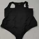 REORIA Butsmooth Womens Sexy Deep V Neck Backless Sleeveless Double Lined Thong Bodysuits for Going Out (Medium, Black)