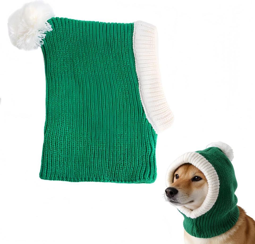 Pet Knit Hat & Neck Gaiter - Warm Winter Dog Cat Hat, Festive Pets Beanie, Soft Knitted Pet Neckwear for Small Medium Large Dogs&Cats (Green, Small)