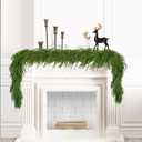 2 Pcs 6 Ft Lifelike Norfolk Pine Garland Real Touch Winter Pine Garland Christmas Decorations Green Artificial Greenery for Table Mantle Wall Indoor Outdoor Christmas Decorations