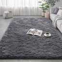 Grey Area Rugs for Bedroom Living Room, Fluffy Gray 4x6 Bedside Shag Rug