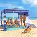 Beach Cabana,8 x 8 ft Large Pop Up Beach Canopy Tent for 6-8 People, UPF 50+ Beach Tent Sun Shelter with Sidewall, Wind Resistant Beach Shade, Reinforced Frame, Portable with Carry Bag