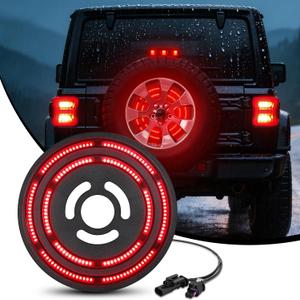 Nilight Spare Tire Brake Light Red Double Row LED Ring 3rd Third Stop Rear Wheel Lights Plug and Play Fit for 2018 2019 2020 2021 2022 2023 2024 2025 2026 Jeep Wrangler JL