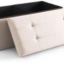 CUYOCA Storage Ottoman Bench Foldable Seat Footrest End of Bed Ottoman with Flipping Lid for Living Room, 75L, 30 inches Linen Fabric Beige
