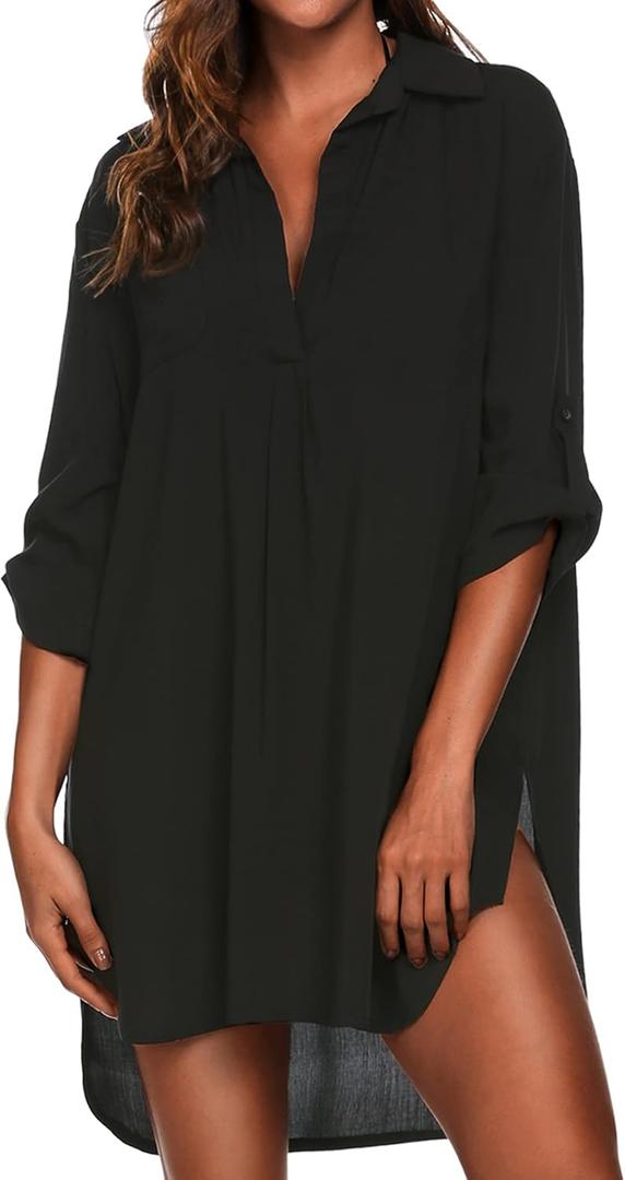 Ekouaer Beach Cover Ups for Women Bikini Swimsuit Coverup Beach Dress Shirt, 3XL