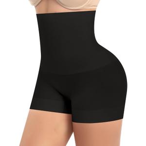 Womens Slip Shorts for Under Dress Seamless Shapewear Boyshorts Tummy Control Panties Shaping Shorts (X-Large, #2 Black(high Waisted))