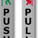 Pair of Silver Push & Pull, Strong Adhesive, Aluminium Door Signs - Generic Door Sign for business, restaurants, bars, hotels, schools, cafe. Shipped Globally. (1.9" wide x 7.6" high)