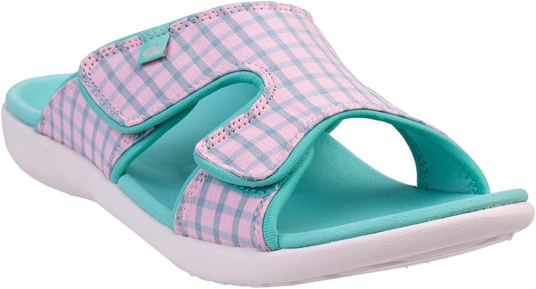 Spenco womens ComfortSlide Sandal (6 Wide, Teal/Pink)