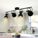 4-Light Track Lighting Kit 36" Kitchen Track Lighting Fixtures Ceiling with 4 Rotatable Light Heads, Track Lights Ceiling Mount Industrial Track Light for Living Room Bedroom Bar Hallway Office