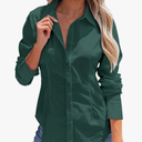 siliteelon Women's Button Down Shirts Long Sleeve Dress Shirts Wrinkle Free Collared Work Office Solid Blouses Corset Tops, XL
