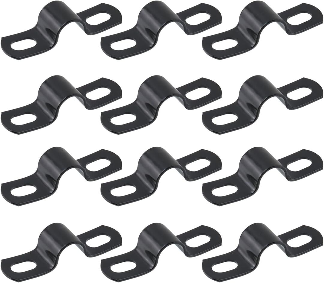 Antrader Pipe Strap Clamp,Reinforced Rigid Pipe Strap 304 Stainless Steel Conduit Clamps,ID 10mm,Black (12Pcs)