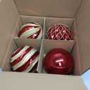 Jenaai 6 Inch Red and Gold Christmas Ball Ornaments 4 Pcs Large Glitter Texture Christmas Ball Decor Big Extra Large Shatterproof Hanging Ornaments for Xmas Tree Stairway Railings