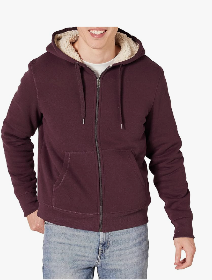 Men's Sherpa-Lined Full-Zip Fleece Hoodie Sweatshirt Size XL