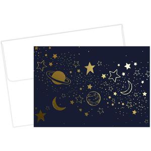 Great Papers! Cosmic Night Gold Foil Note Card & Envelopes, 4.875" x 3.375", 50 count (2020031)