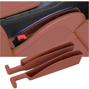 Pair of Car Console Organizer Storage, Car Seat Accessories, Car Seat Gap Filler Organizer Fit Sedan SUV Truck Brown