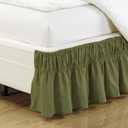 Fancy Collection Queen - King Easy Fit Bed Ruffle Wrap Around Elastic Bed Skirt with 17" Drop New Easy Install Solid Sage Green