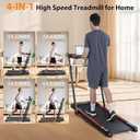 Walking Pad Treadmill, 3.0HP Under Desk Treadmills with 8% Incline, Adjustable Height Foldable Treadmill for Home Office, 300lbs Capacity with Removable Desk Workstation, Remote Control, APP, Black