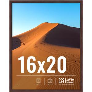 16x20 Picture Frame for Wall Display, 16x20 Brown Picture Frame with HD Plexiglas, 16 x 20 Poster Frame 1 Pack, Display Frame for Vertical or Horizontal, Classic Collection