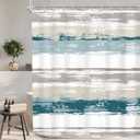 KOMLLEX Abstract Blue Shower Curtain for Bathroom Decor 60Wx72H Modern Brown Grey Striped Aesthetic Minimalist Geometric Simple Neutral Watercolor Painting Fabric Waterproof Polyester 12 Pack Hook (A5-brown Gray)