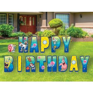 SpongeBob Happy Birthday Yard Signs with Metal Stakes, 16" Letters