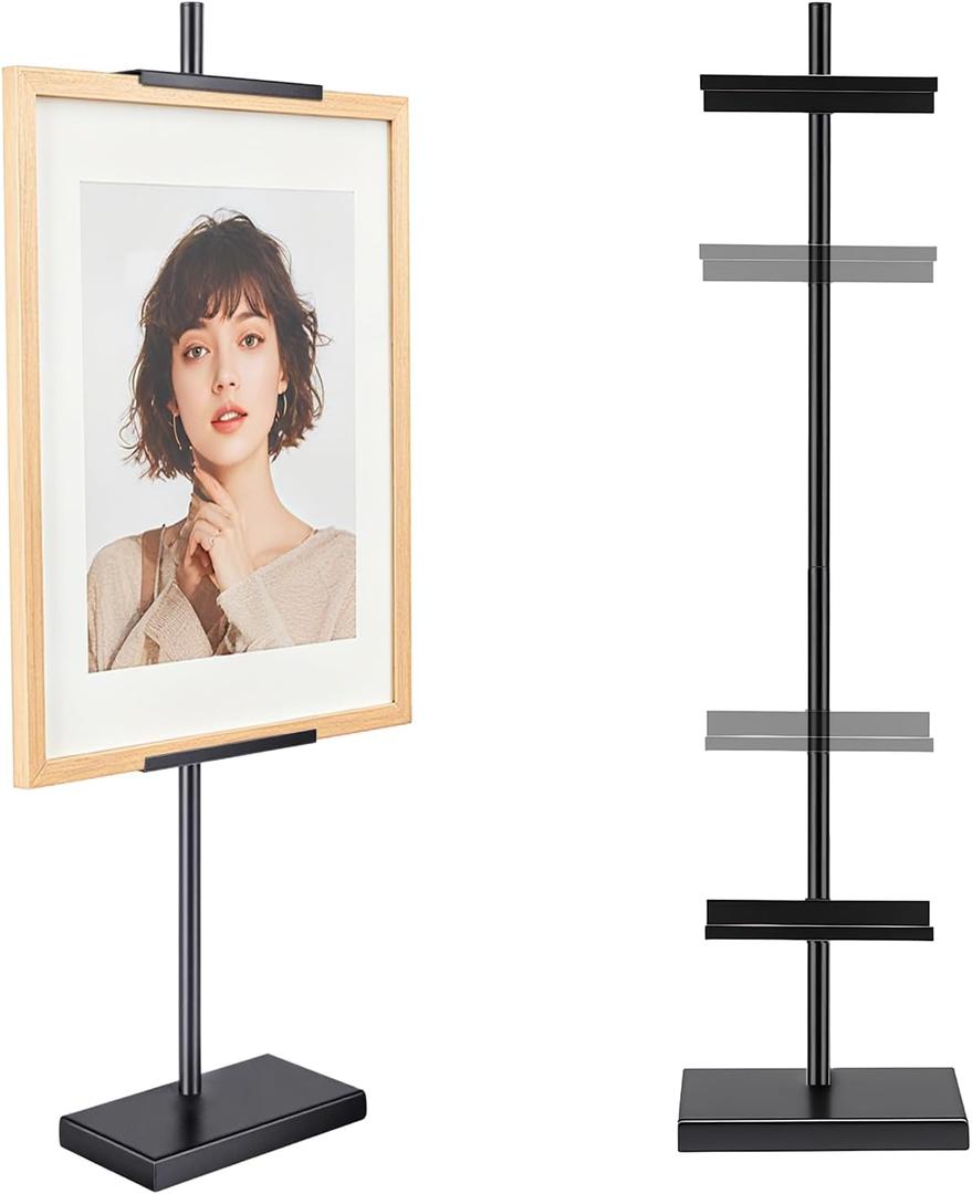 Adjustable Tabletop Easel Stand, Picture Easels for Display Up to 28" H, Metal Picture Frame Holder Stand for Art Photo, Tabletop Art Easel Stand, Black