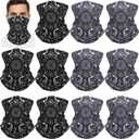 12 Pcs Winter Neck Gaiter Warmers for Women Men Windproof Fleece Face Mask Cover Scarf for Cold Weather Sport (Black and Gray)