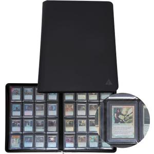 Rayvol 16-Pocket Toploader Binder, Holds 512 Toploaders 16 Pocket Top Loader Card Storage Case, 500 + Ringless Double-Sided Pockets for Cards in 3 x 4'' Toploaders (Black)