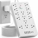 JouleLoom Surge Protector Power Strip-14 Outlets and 6 USB Ports, 6 Feet Flat Plug Extension Cord, 1850 Joules, White, ETL Listed for Home, Office, Dorm Room