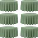 BRILLMAX 6 Pack Sage Green Round Tablecloths 132 Inch - Circle Bulk Linen Polyester Fabric Washable Table Cloth Cover for Wedding Reception Banquet Birthday Party Buffet Restaurant