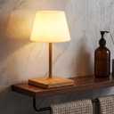 Shower Lamp Waterproof,4000mAh Battery Rechargeable Cordless Table Lamp for Indoor & Outdoor Use,3 Color-temps & Dimmable LED Night Light for Shower Bathroom Bedroom Restaurant Home 10.8"H- Wood Grain